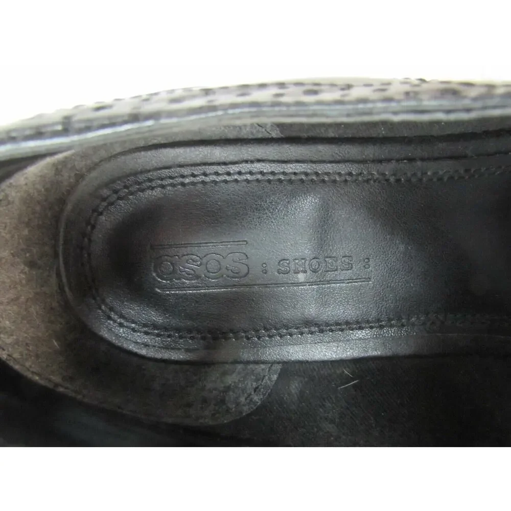 ASOS men's size 8.5 M black leather wingtip oxfords shoes wing tip dress